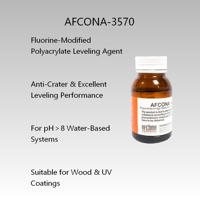 AFCONA-3570 Fluorine-Modified Acrylic Leveling Agent | Anti-Crater | pH > 8 Systems | Wood & UV Coatings