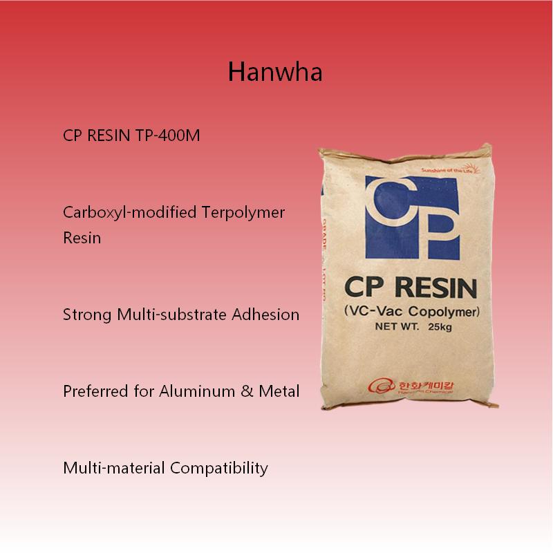 Hanwha TP‑400M Carboxylic Terpolymer VC‑VAC Resin Multi‑substrate Adhesion for Metal Paper Glass Wood Coating Ink