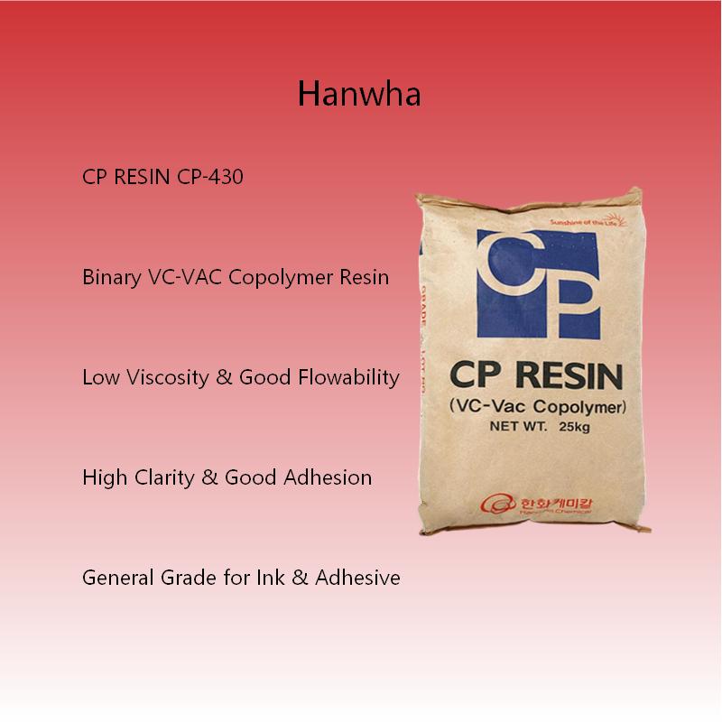Hanwha CP‑430 Binary VC‑VAC Copolymer Resin Vinyl Chloride‑Vinyl Acetate Resin for Ink Adhesive Industrial Coating