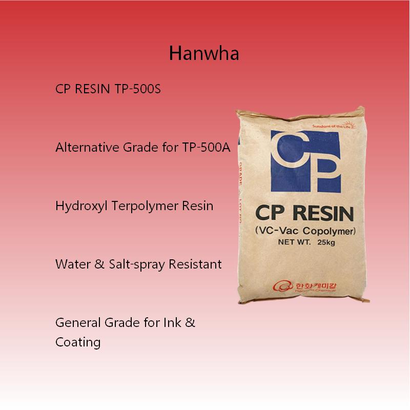 Hanwha TP‑500S Hydroxyl Terpolymer VC‑VAC Resin Alternative of TP‑500A Water & Salt‑spray Resistance for Ink Coating