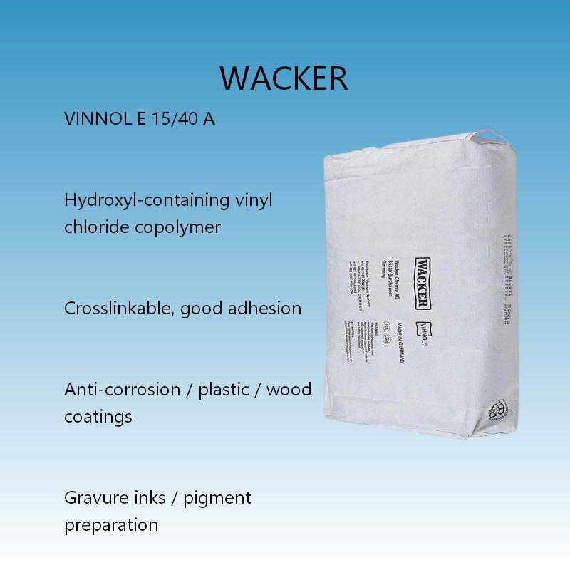 Wacker VINNOL E 15/40 A VC/VAc Resin — Hydroxyl-Containing VC/Acrylate Copolymer for Anti-Corrosion Coatings, Printing Inks and Two-Component Crosslinking