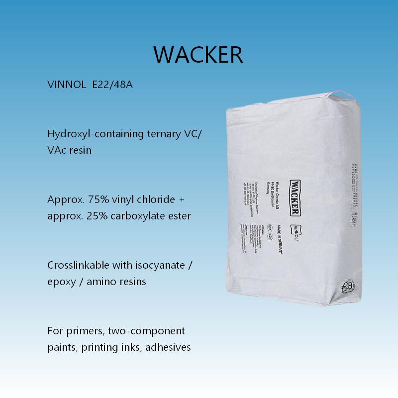 Wacker VINNOL E22/48A Hydroxyl-Containing Ternary VC/VAc Resin — Vinyl Chloride Copolymer for Two-Component Coatings, Inks and Adhesives, 25 kg/bag