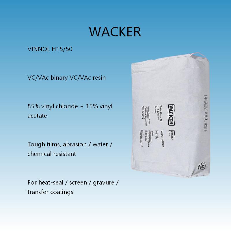 Wacker VINNOL H15/50 Vinyl Chloride-Vinyl Acetate Copolymer Resin for Heat-Seal Coatings, Screen / Gravure Printing and Strippable Coatings