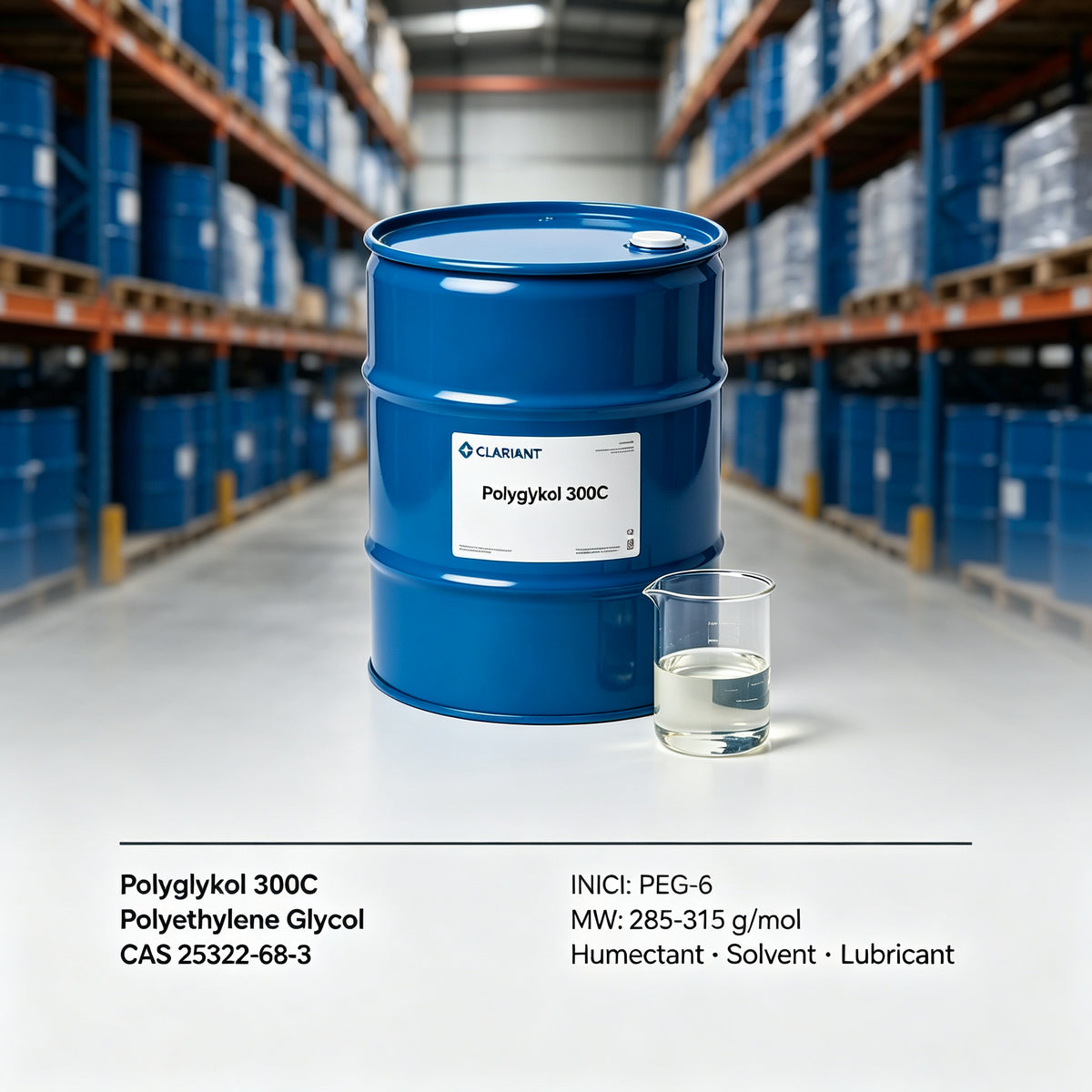 Clariant Polyglykol 300 C (PEG-300) Polyethylene Glycol - Humectant, Solvent & Lubricant